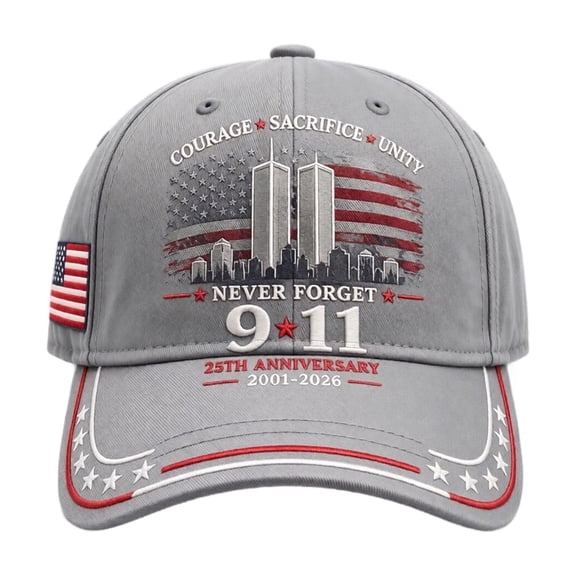 Never Forget 9/11 Hat 25th Anniversary Baseball Cap for Men Women, 9/11 Memorial Hat, Twin Towers Graphic, 2001-2026 Commemorative, American Flag