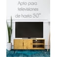 thumbnail image 4 of RED VELVET Mueble para TV Moderno, Madera Clara con Diseño Geométrico, Mesa Consola con Estantes y Puertas, Base de Metal Negro, 4 of 7