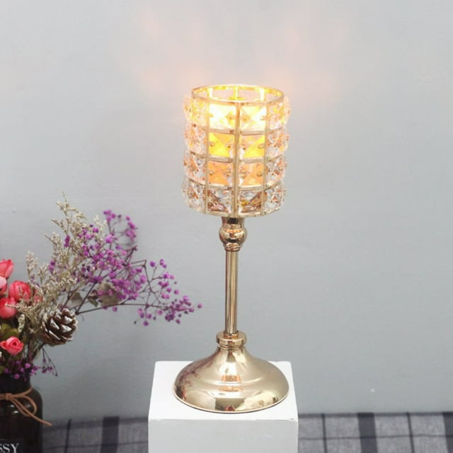Xihbxyly Artículos de Cinco Dólares Candelabro de Metal de Cristal con Cuentas de Cristal, Candelabro Alto En Velas Votivas, Elegante Centro de Mesa para Decoración de Bodas y Hogar