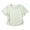 thumbnail image 4 of T-shirt Fille Vert Pâle à Manches Courtes pour Filles Col Rond T-Shirts d'Été Hauts pour Filles 6-7 Ans, 4 of 5
