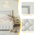 thumbnail image 3 of 4 EVER WINNER Full Bed Frame, Upholstered Platform Bed Frame with Headboard and Footboard, Diamond Headboard and Footboard Design, White, 3 of 7