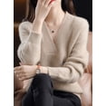 thumbnail image 2 of Suéter de punto suelto para mujer, jersey con Base de cuello en V, suaves y cálidas prendas de punto, Tops casuales elegantes, Otoño e Invierno, 2 of 5