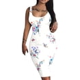 thumbnail image 2 of SMihono Robes d'Été Bohémiennes pour Femmes Grande Taille Mode Décontractée Été Sans Manches Épaules Dénudées Robe Col Rond Unie, 2 of 4