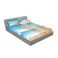 thumbnail image 2 of Ambesonne Tropical Fitted Sheet & Pillow Sham Set, Hawaiian Ocean Hammock, Full, Cream and Blue, 2 of 2