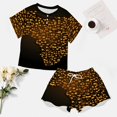 thumbnail image 4 of Leopard Print Pattern Women's Ruffle Short Sleeve Tops And Shorts Cute Peeps Bunny Pajamas Sets, 4 of 7