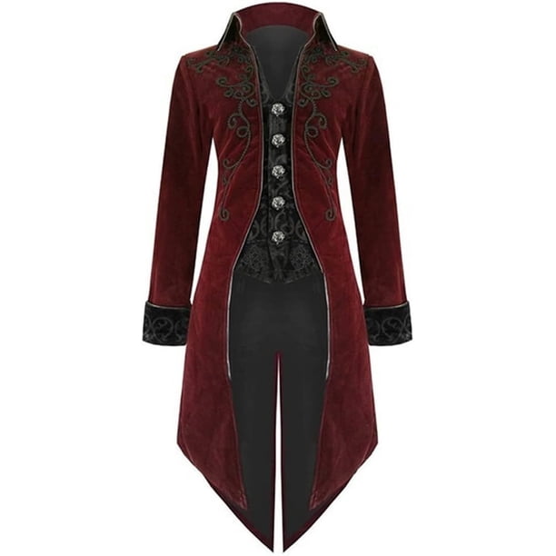 GOLDSTITCH - chamarra medieval steampunk para hombre, de terciopelo, gótico victoriano, clásico, para disfraz de Halloween