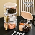 thumbnail image 4 of Hiroekza Divided & Combined Seasoning Box Set - Kitchen Storage Jars for Spices, Sugar, Oil | Multi-Compartment PP Material with Spoon & Dirt-Proof Cover Silver, 4 of 7