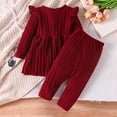 thumbnail image 5 of yboeqw Toddler Baby Girl Clothes 2 Piece 1T 2T 3T 4T Long Sleeve Ribbed Sweatshirt Top and Pants Fall Winter Outfits Set,Size 9-12 Months, 5 of 8