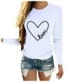 thumbnail image 1 of Outfmvch Chandail en Molleton de la Saint-Valentin, T-Shirts Graphiques à Manches Longues pour Femmes, Haut Blanc, Hauts Décontractés à Col Rond Imprimé Lettre Blouse à Manches Longues en Forme de Cœur, Chandail Matelassé pour Femmes, Hauts à Manches Longues Blanc m, 1 of 5