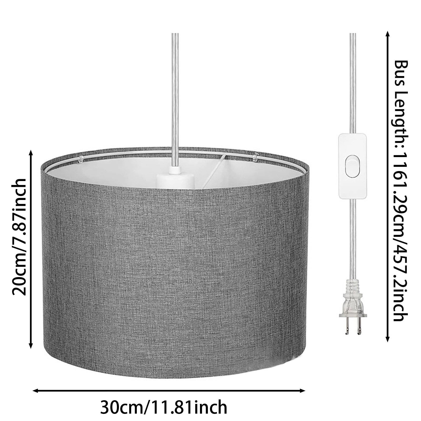 Plug In Hanging Lamp with 15Ft Cord On/Off Pendant Lighting Modern Fabric Shade Table Lamps for Living Room Bedroom Bedside Kitchen Dining Table 9.5*7.2inch
