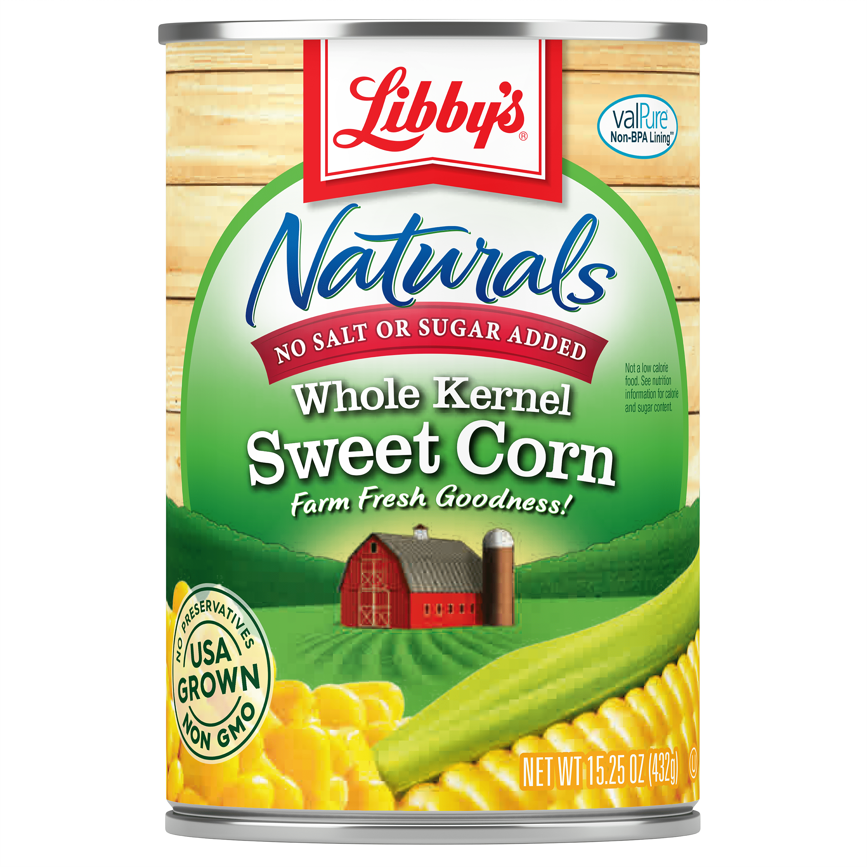 (6 Cans) Libby's Naturals Whole Kernel Corn, No Salt Added, No Sugar Added, 15.25 oz