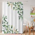 thumbnail image 6 of Shower Curtain Spring Eucalyptus Leaves Shower Curtains for Bathroom Decor, Waterproof Polyester Shower Curtain Set with Hooks, Extra Long 72" x 78" Green Leaf White, 6 of 9