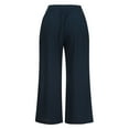 thumbnail image 6 of AOMPMSDX Women'S Pants Women Cotton Linen Casual Wide Leg Elastic Waist Palazzo Culottes Trousers Pants Navy Daily Trousers XXL, 6 of 7