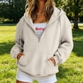 thumbnail image 4 of Quarter Zip Sweatshirt Women Half Zipper Workout Oversized Hoodies with Pocket Lightweight Y2K Pullover 2026 Tops Beige M, 4 of 9