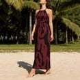 thumbnail image 4 of GUACER Maxi Dress for Women Halter Neck Abstract Print Sleeveless Backless Sundress Boho Flowy High Waist Resort Wear Beach Vacation Outfit, 4 of 7