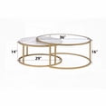 thumbnail image 2 of Shanish Nesting Table Set: Engineered Stone Top & Gold Metal Frame for Sophistication, 2 of 8