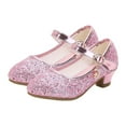 thumbnail image 4 of CAIVO Girls High Heel Princess Style Sequins Student Dress Shoes Sparkly Dance Shoes Children School Fall Activities Cute Kids Winter Lightweight Solid Color Footwear, 4 of 6