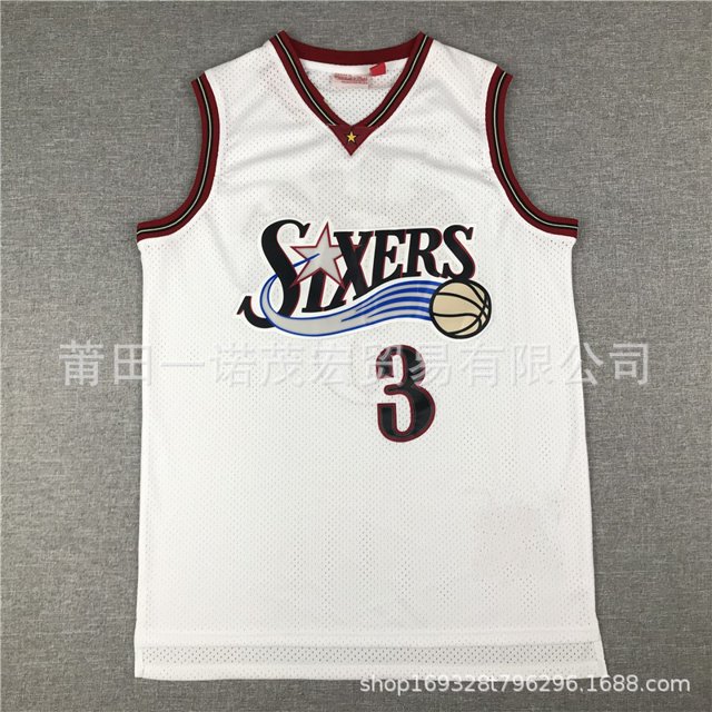 76Ers Embroidered Retro Mn Basketball Jersey Vest 3# Iverson Replica Player Name Jersey