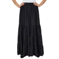 thumbnail image 6 of Bimba Boho Long Flaired Maxi Tier Skirt Elastic Waist Rayon Bohemian Skirts, 6 of 9