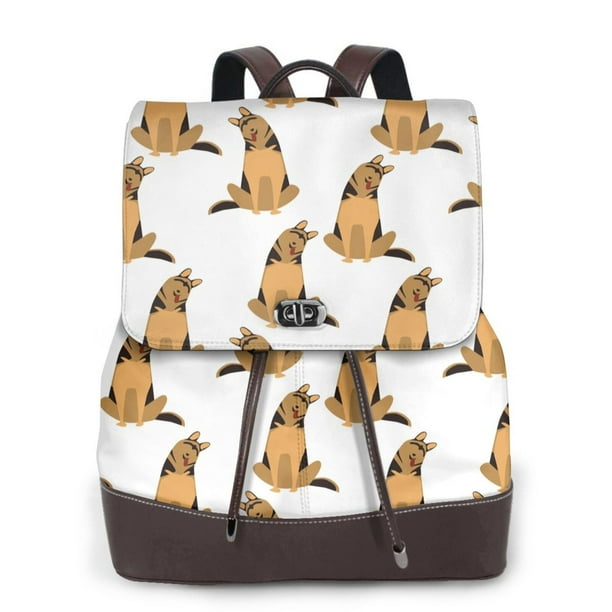 Disketp German Shepherd Dog Mochila de Cuero para Mujer, Bolso de Espalda Antirrobo con Estilo para Viaje, Trabajo y Uso Diario