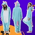 thumbnail image 4 of Veyryth Unisex Blue Unicorn Adult Onesie Pajamas, Polar Fleece Animal Pajamas，One-Piece Sleepwear for Men and Women Size L, 4 of 7