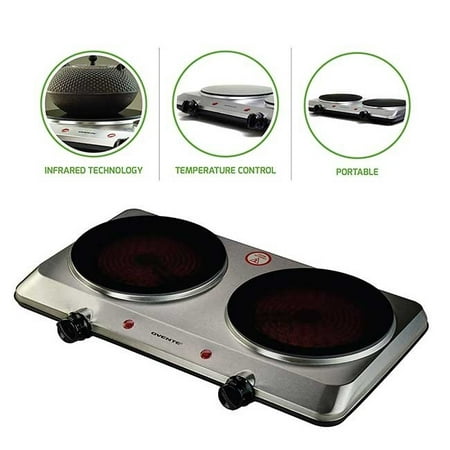 Ovente Electric Glass Infrared Countertop Burner 7 5 Inch Double