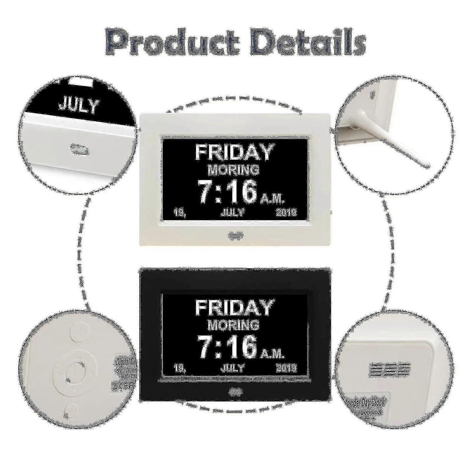 Digital Dementia Clock Calendar Clock Day Date Clock Large Display Large Clear Unabbreviated Time And Date
