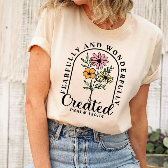 Fearfully and Wonderfully Created Bible Verse Shirt, Religious Faith Shirt, Kids Christian Shirt, Bible Sweatshirt, Christian Tee