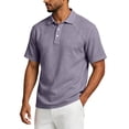 thumbnail image 4 of Dwelliawo Dress Capri Polo Shirts Men Breeze Short Sleeve Textured Work Golf Shirt Summer Casual Performance Collared Tshirts Light Purple 3xL, 4 of 5