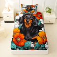 thumbnail image 3 of Homewish Vintage Pet Dog Twin Sheets,Watercolor Flowers Bedding,White Orange,3pcs,1 Fitted Sheet and 1 Pillowcase, 3 of 6