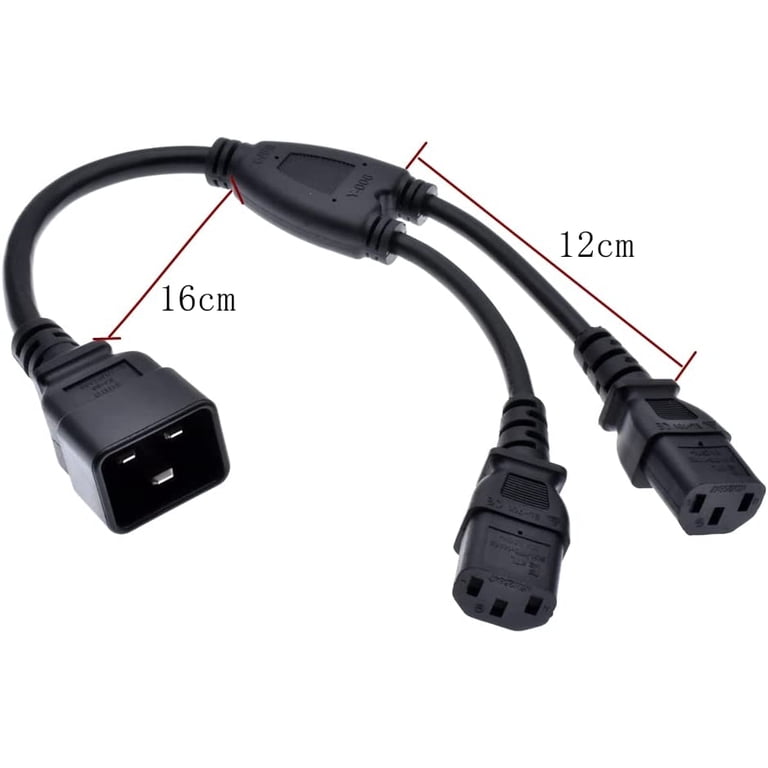 Universal Power Splitter Cord - IEC320 C14 Male Plug To Dual C13 Receptacles