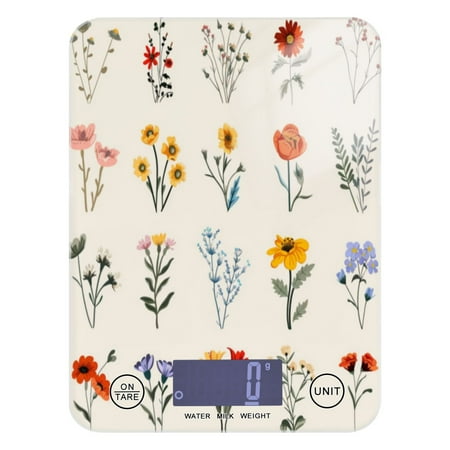 

Kitchen Electronic Scale Food Scale 7.68x5.71 inch Multifunctional Digital Kitchen Scale Tempered Glass Decorative Baking Cooking Meal Preparation Cartoon Flower Variety