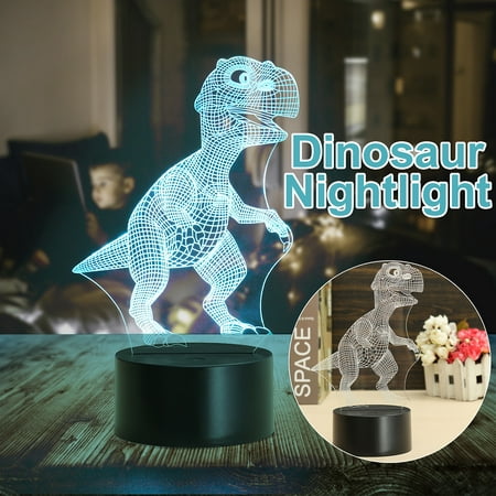 Grtxinshu Dinosaur 3D Night Light Table Desk Lamp 7 Color Change 3D Optical Illusion