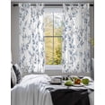 thumbnail image 3 of Blue Leaves Sheer Curtains 54 Inch Length 2 Panels Set for Living Room/Bedroom, Summer Botanical Elegant Pastoral Kitchen Curtains Grommet Semi-Sheer Curtains Drapes Voile Window Treatments 42"x54"x2, 3 of 7