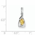 thumbnail image 2 of Sterling Silver Rhodium Plated Diamond & Citrine Oval Pendant Made In India qp2982ci, 2 of 2