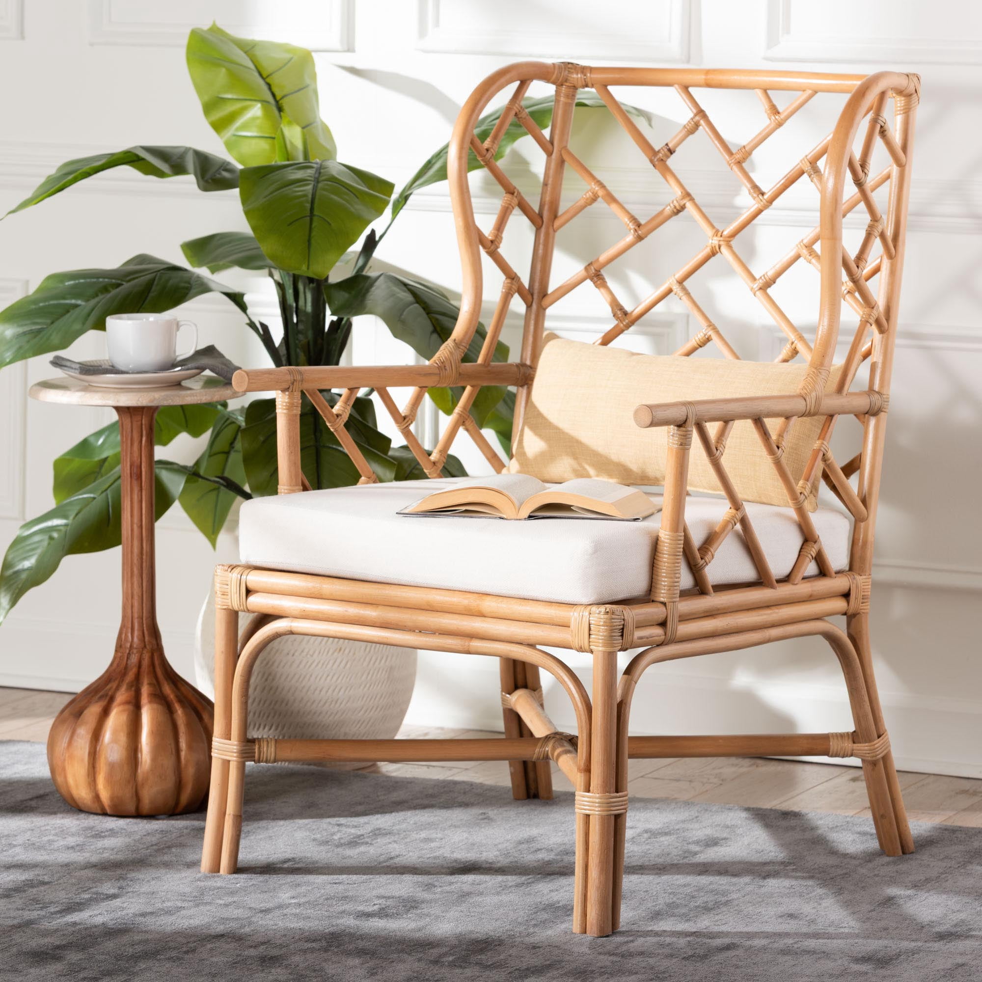 bali & pari Ray Boho Armchair, Natural Rattan
