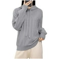 thumbnail image 1 of ShomPort Casual Sweaters for Womens Drawstring Long Sleeve Hooded Textured Tops Lightweight Going Out Solid Color Cozy Soft Blouses, 1 of 5