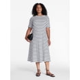 thumbnail image 2 of Time and Tru Women's and Women's Plus Seamed Cotton Midi Dress, Sizes XS-4X, 2 of 5