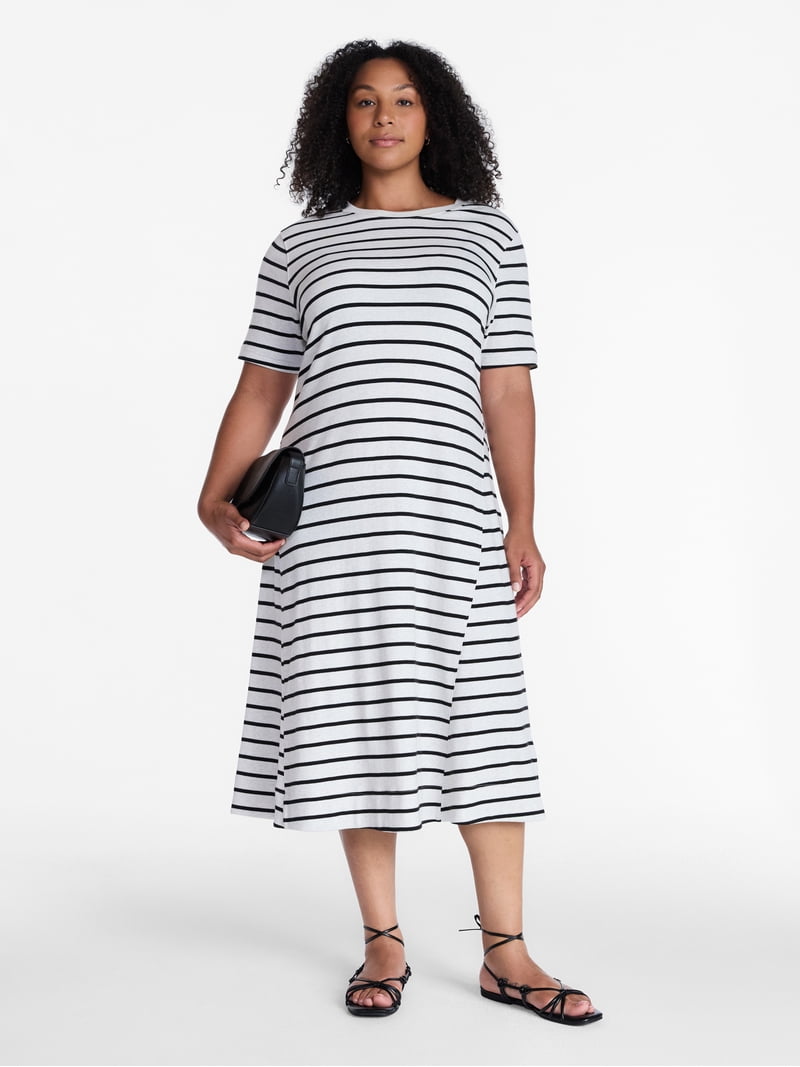 striped cotton midi dress Striped Cotton Midi Dress, Sleeveless Dress With Pockets, CHARLOTTE