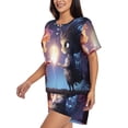 thumbnail image 2 of Kdxio Dreamy Forest Elf Print Pajamas Sets for Women Short-Sleeved Pjs with Lounge Shorts Two Piece Sleepwear S-4XL, 2 of 5
