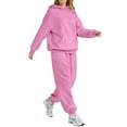 thumbnail image 5 of Women's Casual Hooded Sweatshirt and Wide-Leg Pants Tracksuit Set, for Winter Sports and Everyday Comfort,Pink,S, 5 of 6