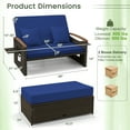 thumbnail image 3 of Gymax Outdoor Wicker Daybed Patio Loveseat & Storage Ottoman Set w/ Navy Cushions, 3 of 10