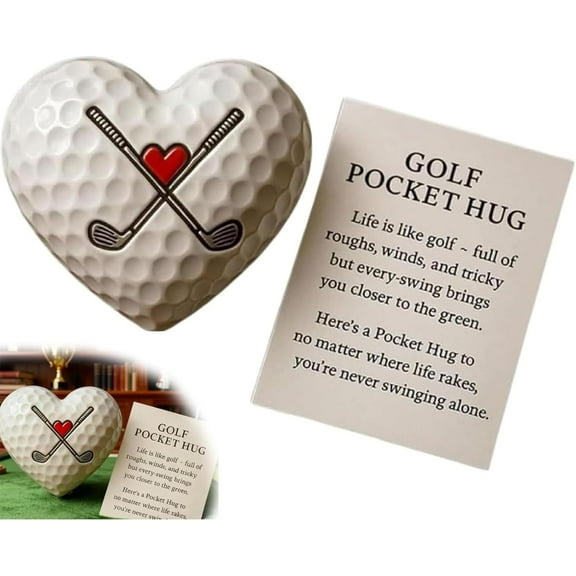 Golf Pocket Pillow - Inspiring heart-shaped golf ball decoration, comes with a motivational message card, making it a great gift for golf enthusiasts and a thoughtful keepsake.