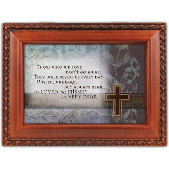 Cottage Garden Very Dear Inspirational Woodgrain Rope Trim Music Box Plays Ave Maria