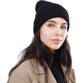 thumbnail image 3 of Gorro de lana para hombre y mujer, gorro de invierno con puños, tejido suave y cálido, gorro de calavera, 3 of 7