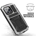 thumbnail image 6 of Allytech for iPhone 14 Pro Case with Built-in Tempered Glass Screen Protector, Metal Case with TPU Bumper Shockproof Anti-Drop Dustproof Kickstand Case for iPhone 14 Pro 6.1 inch 2022, Silver, 6 of 8