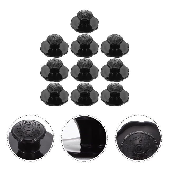 FUEENIRVA 10 Pcs Boutons Adhésifs pour Armoires Boutons Ronds Modernes Noirs pour Commode et Tiroir