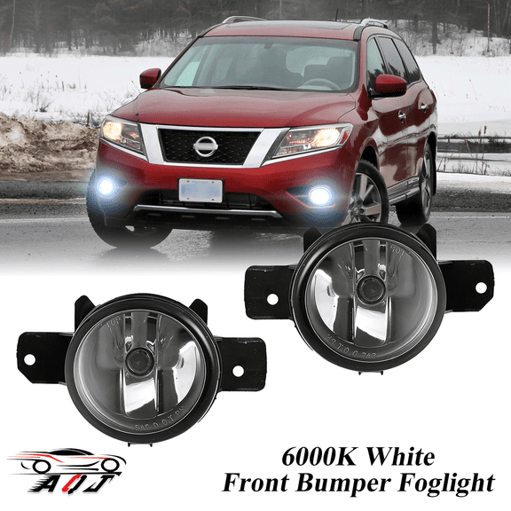 Pair Front Bumper LED Foglights for Nissan Pathfinder 2013 2014 2015 2016, 6000K White Off-Road Lamps