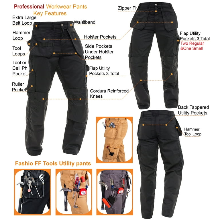 Skylinewears Men's Black Cargo Pants With Cordura Knee Skylinewears Men's Black Cargo Pants With Cordura Knee
