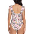 thumbnail image 5 of Goofa Hello Summer With Gnome Print Women's Ruffled One Piece Swimsuit V Neck, 5 of 7